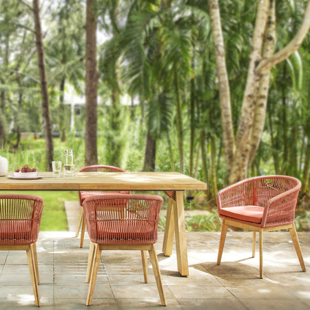 Gartenstuhl | Gartenstuhl Amalfi mit Sitzkissen, Seilgeflecht - bordeaux-rot, natur -  von LIVING online kaufen bei LIVINGforme.