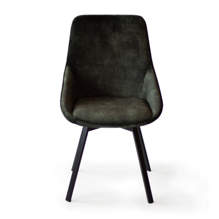 Stuhl | Samtstuhl - Dining Chair | "Claire" in Grüngrau - mit Drehfunktion -  von LIVING online kaufen bei LIVINGforme.