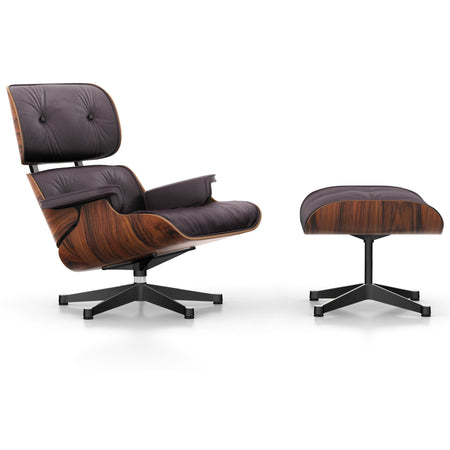 Sessel | Sessel | Lounge Chair - Santos Palisander mit Sternfuß poliert - Seiten schwarz - Leder 87 Plum von Vitra online kaufen bei LIVINGforme.