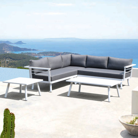 Lounge | Outdoor Ecklounge Miami, Aluminium - weiß, grau -  von LIVING online kaufen bei LIVINGforme.