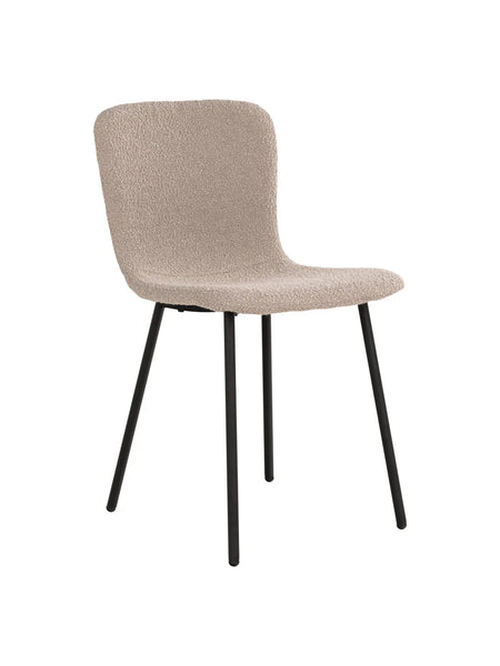 Halden Esszimmerstuhl Bouclé, beige, schwarze Beine Esszimmerstuhl Living Nordic
