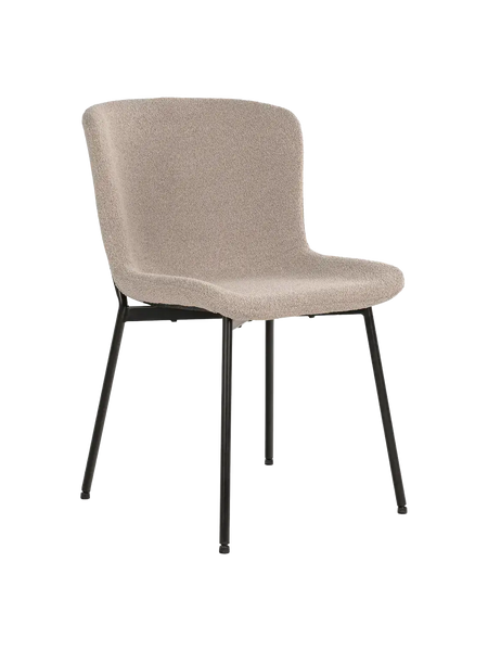 Maceda Esszimmerstuhl Bouclé Esszimmerstuhl Living Nordic beige, schwarze Beine
