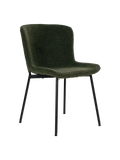 Maceda Esszimmerstuhl Bouclé Esszimmerstuhl Living Nordic dunkelgrün, schwarze Beine