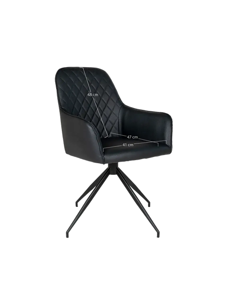 Harbo Esszimmerstuhl Esszimmerstuhl Living Nordic 56x62x89 cm PU, schwarz, schwarze Beine, mit Drehfunktion