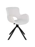 Amorim Esszimmerstuhl Bouclé Esszimmerstuhl Living Nordic off-weiß, schwarze Beine