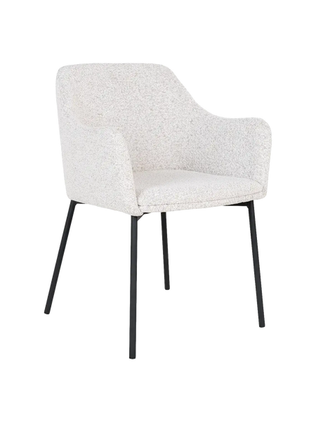 Melilla Esszimmerstuhl Bouclé Esszimmerstuhl Living Nordic weiß schwarze Beine