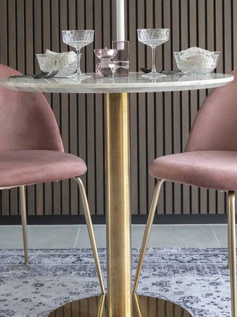 Geneve Esszimmerstuhl Samt, rosé, Messingbeine Esszimmerstuhl Living Nordic