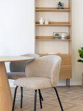 Safira Esszimmerstuhl Bouclé, beige, schwarze Beine Esszimmerstuhl Living Nordic