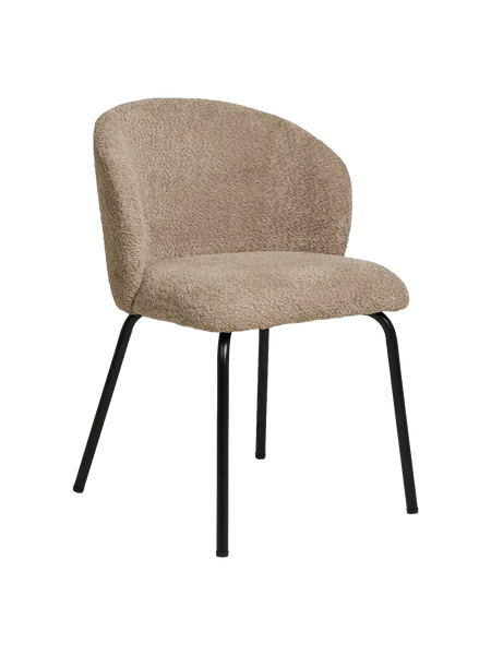 Safira Esszimmerstuhl Bouclé, beige, schwarze Beine Esszimmerstuhl Living Nordic
