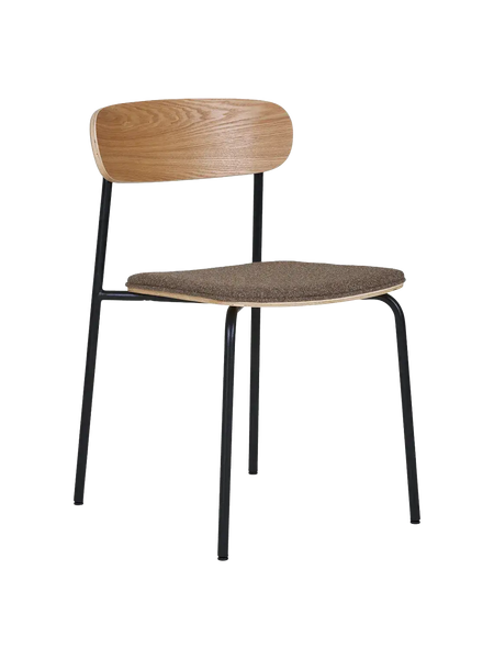 Estepona Esszimmerstuhl Esche, braune Sitzfläche, schwarze Beine Esszimmerstuhl Living Nordic