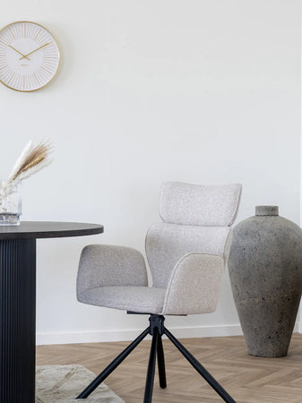 Cordoba Esszimmerstuhl Stoff, sand, schwarze Beine Esszimmerstuhl Living Nordic