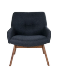 London Loungesessel Stoff/Nussbaum Sessel Living Nordic dunkelblau