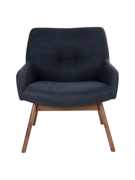 London Loungesessel Stoff/Nussbaum Sessel Living Nordic dunkelblau