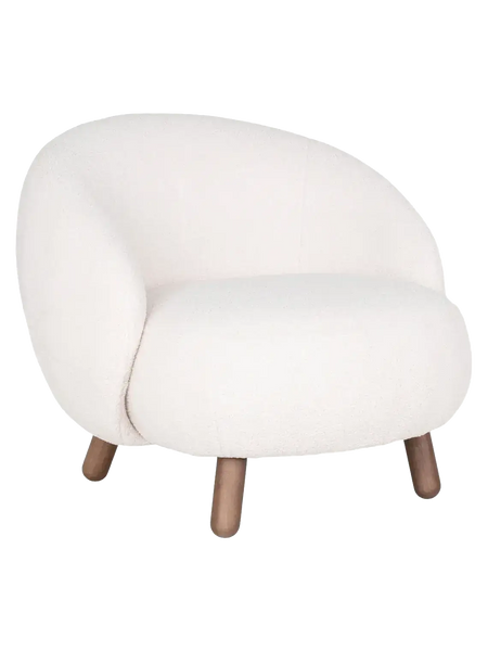 Savona Loungesessel Kunstfell, weiß, Beine in Nussbaum-Optik Sessel Living Nordic