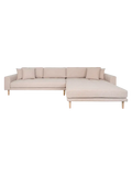Lido Loungesofa Sofa Living Nordic Récamiere rechts Cord, braun Holz Buche natur