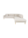 Lido Ecksofa Sofa Living Nordic Récamiere rechts Stoff, braun Holz Buche natur