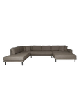 Lido U-Sofa Sofa Living Nordic Récamiere links Cord, braun Holz Buche natur
