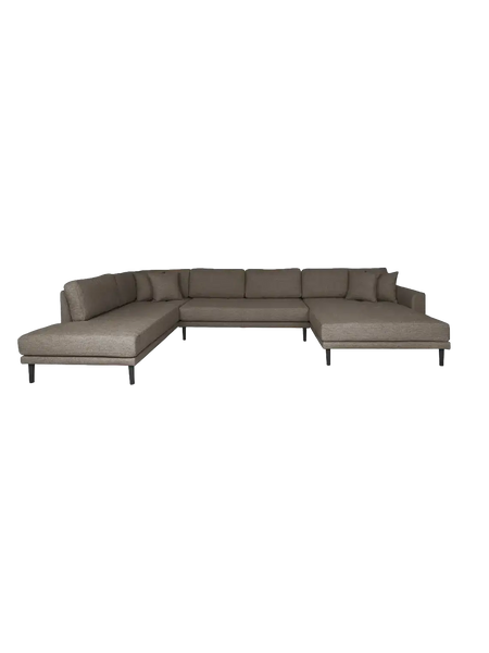 Lido U-Sofa Sofa Living Nordic Récamiere links Cord, braun Holz Buche natur