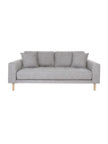 Lido Sofa Sofa Living Nordic 2,5-Sitzer Samt, senfgelb Holz Buche natur