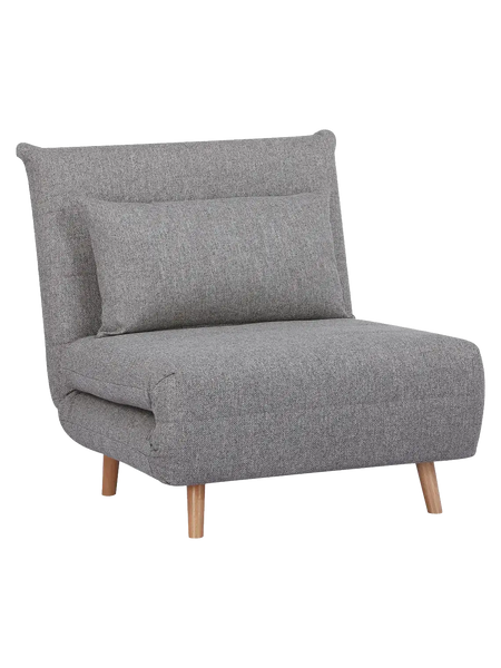 Marlow Schlafsofa Stoff, grau, Beine natur Sofa Living Nordic 82x87,5/192,5x26/82 cm