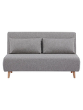 Marlow Schlafsofa Stoff, grau, Beine natur Sofa Living Nordic 140x87,5/192,5x26/82 cm