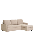 Belfast Schlafsofa mit Récamiere, dunkles Sand, Beine natur Schlafsofa Living Nordic