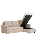 Belfast Schlafsofa mit Récamiere, dunkles Sand, Beine natur Schlafsofa Living Nordic