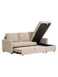Belfast Schlafsofa mit Récamiere, dunkles Sand, Beine natur Schlafsofa Living Nordic