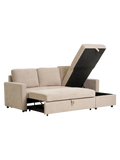 Belfast Schlafsofa mit Récamiere, dunkles Sand, Beine natur Schlafsofa Living Nordic