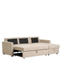 Belfast Schlafsofa mit Récamiere, dunkles Sand, Beine natur Schlafsofa Living Nordic