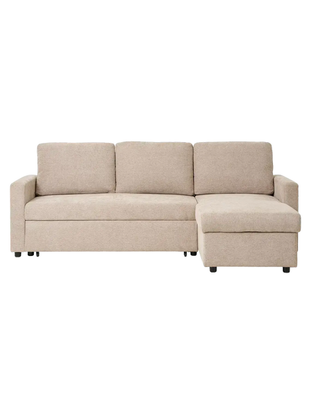 Belfast Schlafsofa mit Récamiere, dunkles Sand, Beine natur Schlafsofa Living Nordic