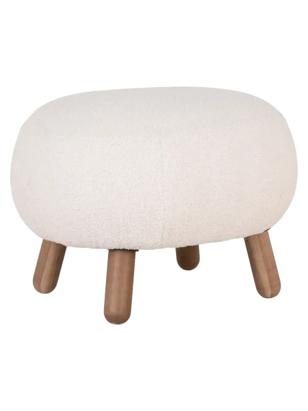 Savona Fußhocker Kunstfell, weiß mit Nussbaum-Optik Beine Hocker Living Nordic