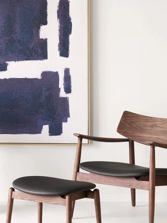 Olvera Fußhocker Eschenholz/PU, dunkelbraun/schwarz Hocker Living Nordic