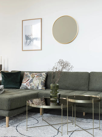 Venezia Couchtisch Stahl messingfarben mit Glas Couchtisch Living Nordic