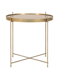 Venezia Couchtisch Messing colored Stahl mit Glas Couchtisch Living Nordic Ø48x48 cm