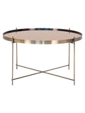 Venezia Couchtisch Messing colored Stahl mit Glas Couchtisch Living Nordic Ø70x40 cm