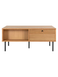 Kyoto Couchtisch Beistelltisch Living Nordic 50x100x45 cm Eichenfurnier, schwarze Metallbeine/natur