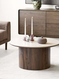 Delphi Couchtisch Tischplatte aus Keramik, Travertin/dunkelbraun Couchtisch Living Nordic