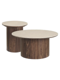 Delphi Couchtisch Tischplatte aus Keramik, Travertin/dunkelbraun Couchtisch Living Nordic