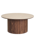 Delphi Couchtisch Tischplatte aus Keramik, Travertin/dunkelbraun Couchtisch Living Nordic Ø80x40 cm