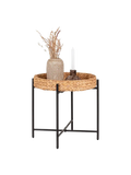 Naro Beistelltisch Metall mit Wasserhyazinthen-Geflecht Beistelltisch Living Nordic