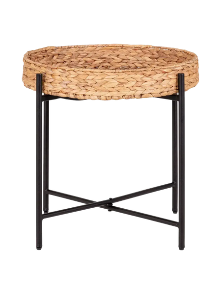 Naro Beistelltisch Metall mit Wasserhyazinthen-Geflecht Beistelltisch Living Nordic