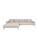 Lido Loungesofa Sofa Living Nordic Récamiere links Cord, braun Holz Buche natur