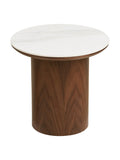 Noli Couchtisch Tischplatte aus Keramik/Eschenfurnier, weiß Marmor-Optik/dunkelbraun Couchtisch Living Nordic Ø60x42 cm