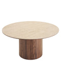 Delphi Esstisch Tischplatte aus Keramik Esstisch Living Nordic Ø140x76 cm Travertin/dunkelbraun
