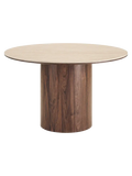 Delphi Esstisch Tischplatte aus Keramik Esstisch Living Nordic Ø120x76 cm Travertin/dunkelbraun