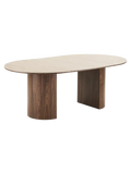 Delphi Esstisch Tischplatte aus Keramik Esstisch Living Nordic Ø120x76 cm Travertin/dunkelbraun, inkl. zwei Ansteckplatten