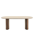 Delphi Esstisch Tischplatte aus Keramik Esstisch Living Nordic 100x210x76 cm Travertin/dunkelbraun, inkl. zwei Ansteckplatten