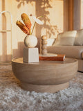 Noble Couchtisch rund Beige im Raum