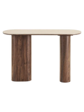 Delphi Konsolentisch Tischplatte aus Keramik, Travertin/dunkelbraun Konsolentisch Living Nordic